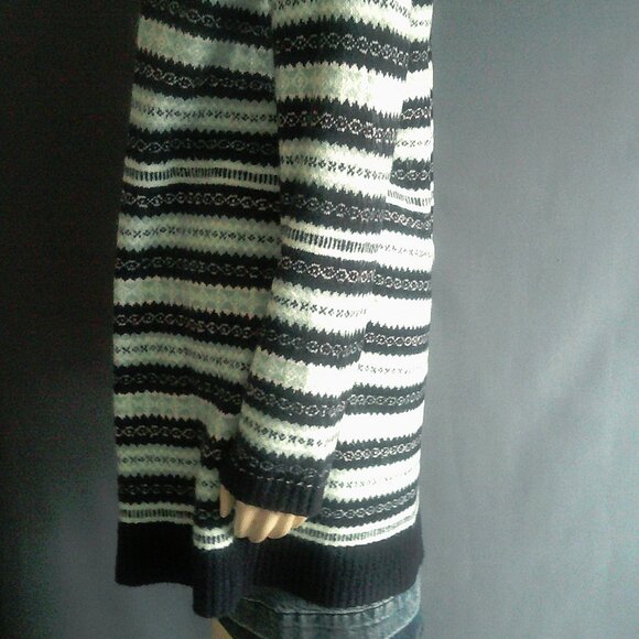 Talbots Aqua Navy Fair Isle Fuzzy Open Cardigan M - Picture 5 of 9